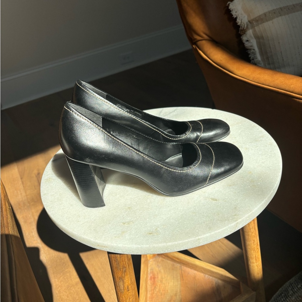 Nine West Black Leather Heels